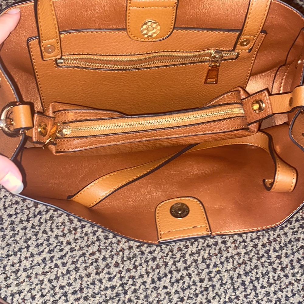 Vegan leather brown purse with a snap in pouch - Picture 6 of 7